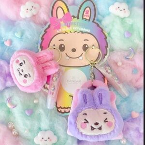 Pink and Purple Lip Gloss Keychain Set